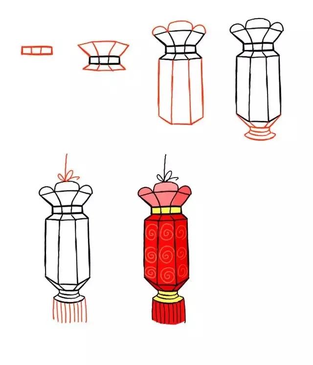 新年简笔画，用灯笼、鞭炮、红包一起迎接春节吧！