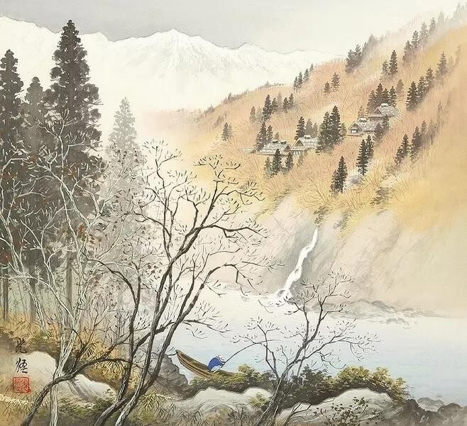 色彩柔和，意境优美，一组超好看的山水风景绘画作品