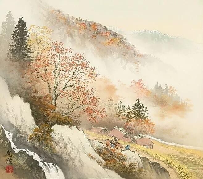 色彩柔和，意境优美，一组超好看的山水风景绘画作品